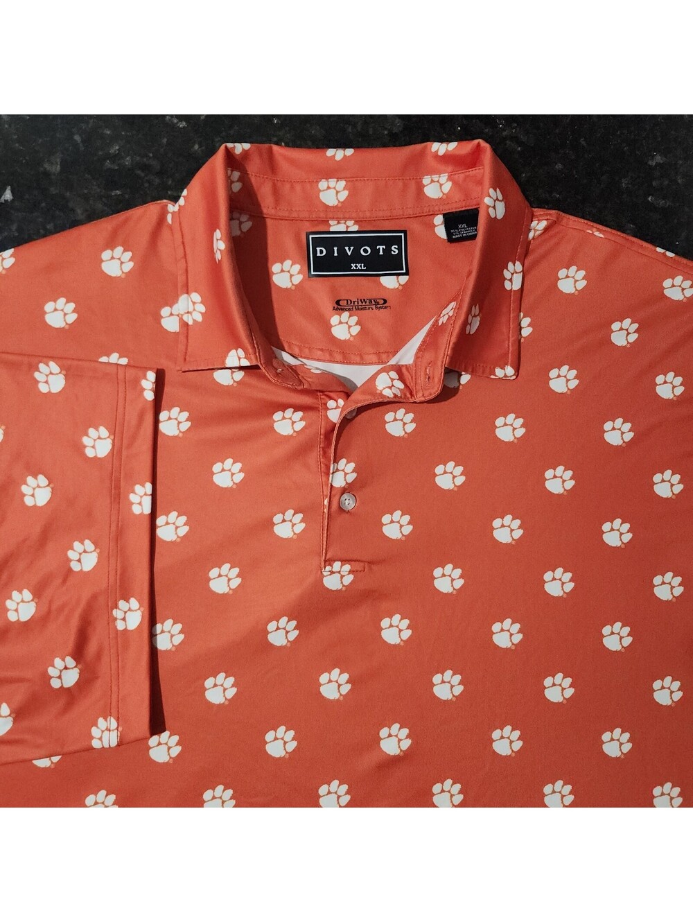 Clemson Tigers All Over Logo Performance Stretch Golf Game Day Polo Mens XXL